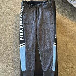 Pink Victoria’s Secret gray and blue sweat pants
